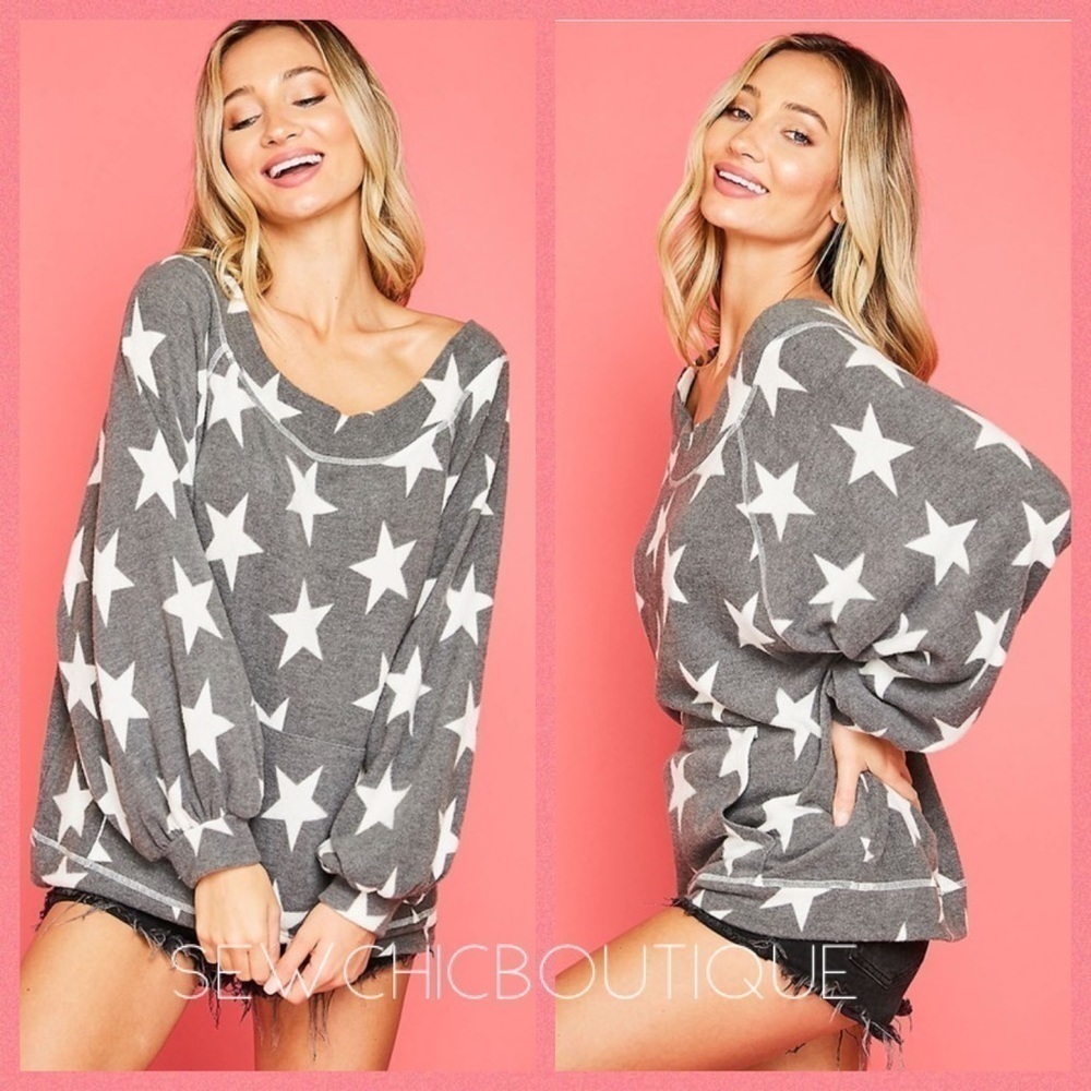 Brushed Ultra Soft Star Print Long Sleeve Top